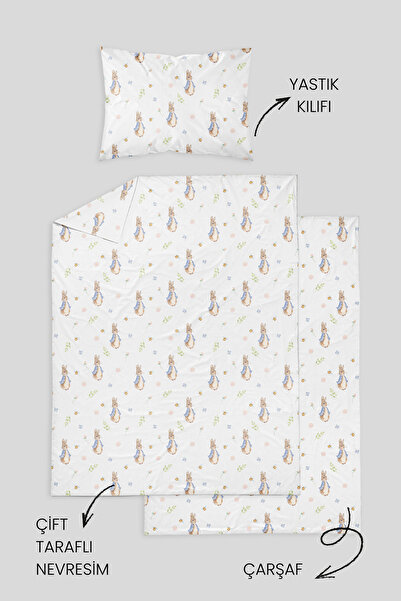 Messido 100% Cotton Poplin Mother's Side Crib Bedding Set 60X100 cm - Pink Bow Tale