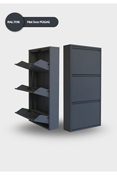 mobilyapratik 3'lü Metal Ayakkabılık - Antrasit