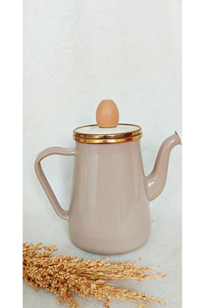 EBRULİEMAYE Cappuccino Beige Enameled Jug 950 ml Herb Coffee Infuser Enameled Infuser