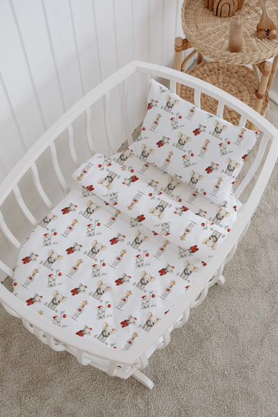 Messido 100% Cotton Poplin Baby Crib Bedding Set 80X120 cm - Cute Winter Tale