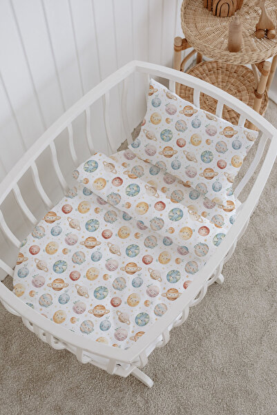 Messido 100% Cotton Poplin Mother's Side Crib Bedding Set 60X100 cm - Cute Space Adventure
