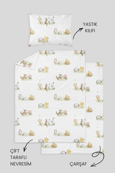 Messido 100% Cotton Poplin Baby Crib Bedding Set 80X120 cm - Cute Forest Friends