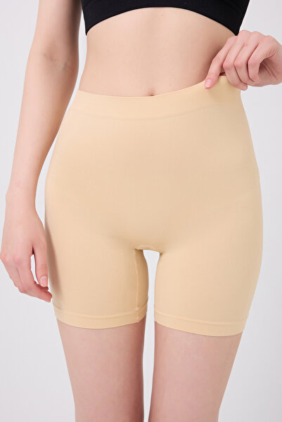 MİSTİRİK Pereto Model Stitch-Free Lightweight Shaping / Sculpting Non-Marking Women's Boxer Skin Color