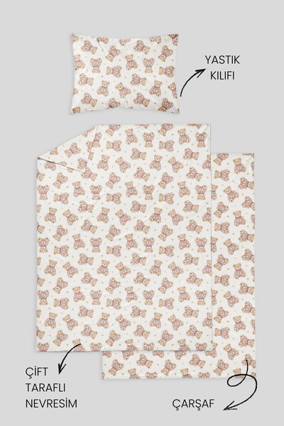 Messido 100% Cotton Poplin Baby Crib Bedding Set 80X120 cm - Cute Winter Bears