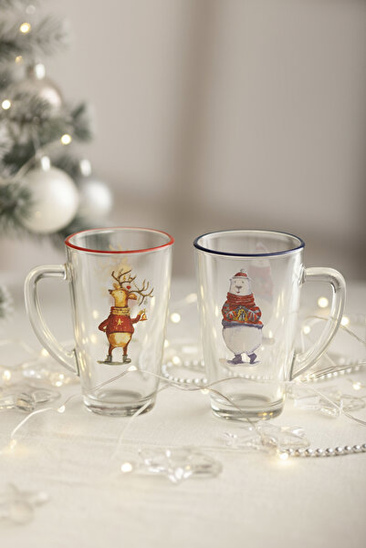 Rakle Deer Santa Set of 2 Mugs Blue-Red 400 Cc