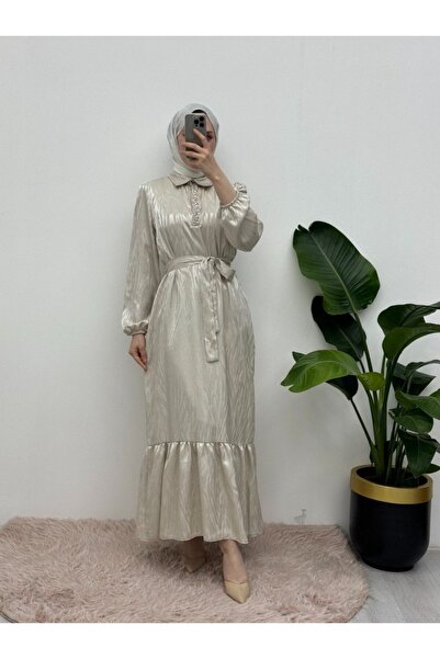 HİJABAYA Сукня з частинними спідницями та гумовими рукавами з каменями