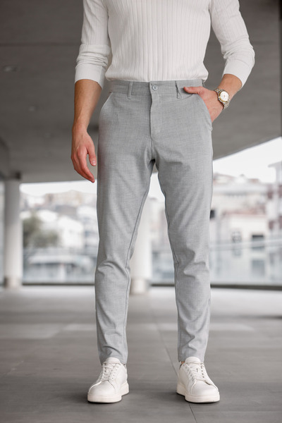 Ser Joven Ανδρικό υφασμάτινο παντελόνι σε γκρι λεπτή εφαρμογή