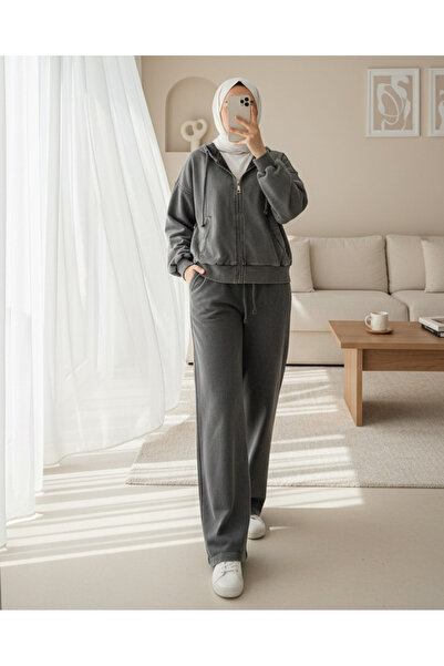 Modamorfo Women's Zippered Hooded Vintage Sweatshirt - 32064Swt