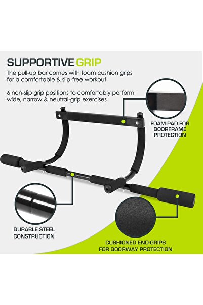 EliteEco Multi Grip Lite Pull Up Chin Up Bar Heavy Duty Doorway Upper Body Workout Bar for Home Gyms
