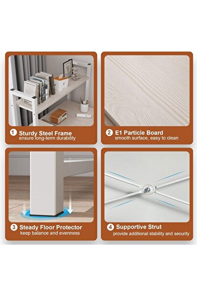 ZUIHAO Writing Study Table with Bookshelf, Home Office Computer Desk for PC Laptop 100 * 55cm ,Beige