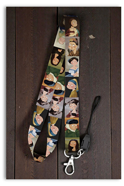 Mia Aurora Sanatçı Portre Desenli Boyun Askı İpi Telefon Kılıfı Kimlik Kartı ...