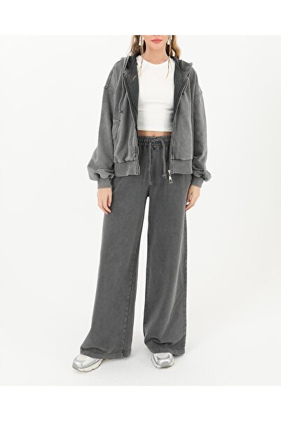 Modamorfo Women's Zippered Hooded Vintage Sweatshirt - 32064Swt