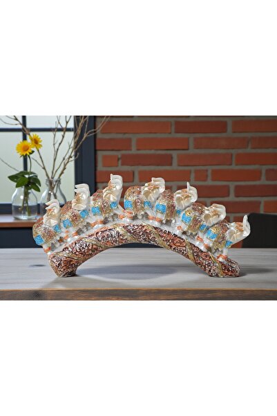 e-life shop Lüks Motif İşlemeli Feng Shui 7’li Şans Bereket Fil Heykeli Biblo...