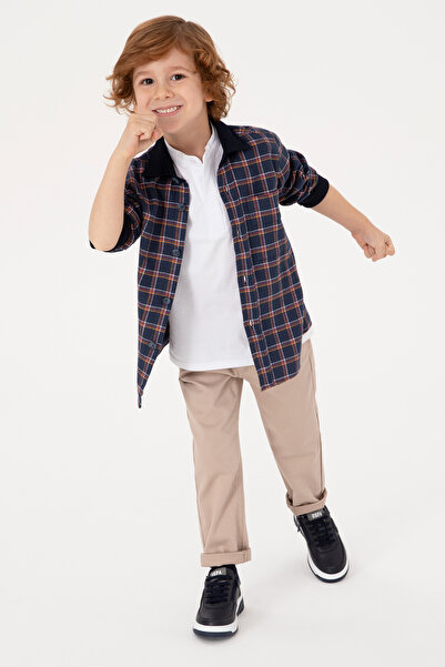 U.S. Polo Assn. بنطلون قماش بيج داكن للأولاد 50317206-VR088