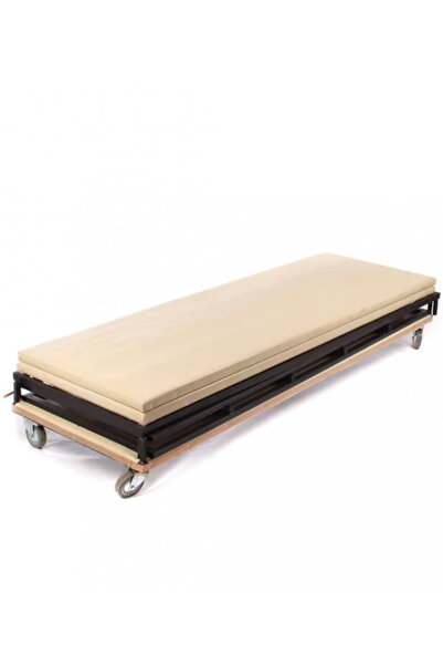 None Storage cabinet for heavy weights, camping equipment, and general storage.