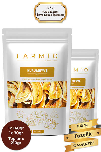 FARMİO Şekersiz Kurutulmuş Muz – 210gr – Doğal ve Katkısız