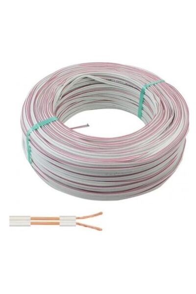 Geylani 25 Metre 2 x 0,75 Kablo Yassı Kordon Hoparlör Led Elektrik Kablosu Beyaz