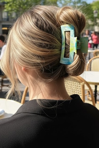 CAŞ DEKORASYON Πόρπη με μοτίβο μαρμάρου σε πράσινο χρώμα