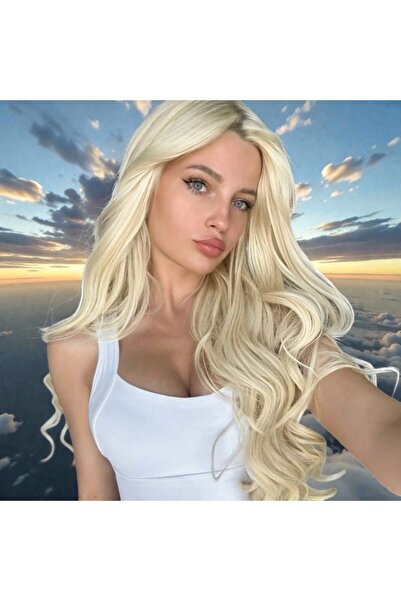 Zeysum Platin Sarı Dalgalı Saç Çıtçıtlı Postiş Takma Saç 60cm 110gr Isıya Day...