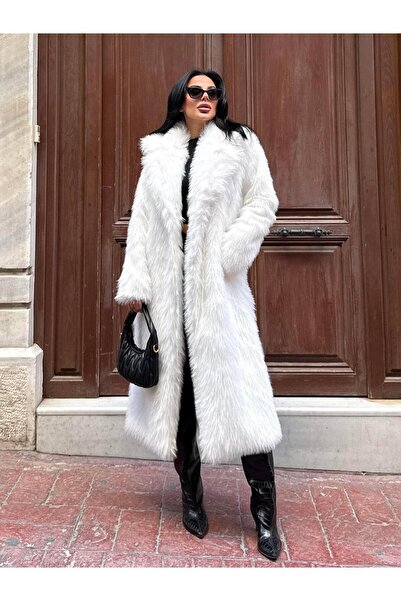 maymagaza Lyon Kürk Kaban Beyaz