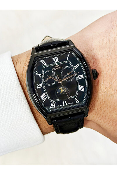 FERRO Siyah Deri Kordon ERKEK Kol Saati FM40125B-G