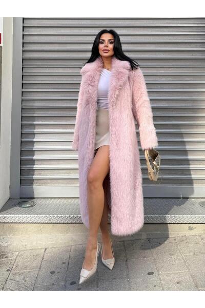 maymagaza Lyon Kürk Kaban Pembe