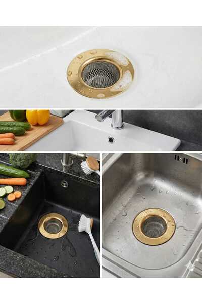LOVYCO مصفاة حوض ستانلس ستيل ذهبي 7.5 سم