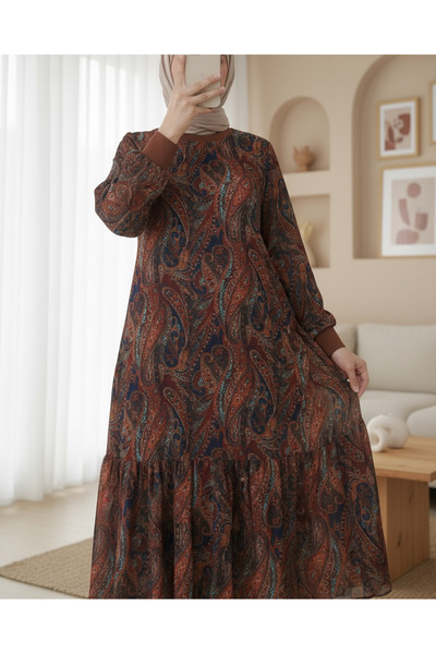 HİJABAYA Fustă cu model etnic rochie din șifon căptușită parțial