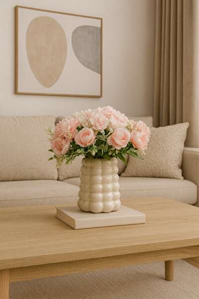 Zigzag Home Dekoratif Bubble Vazo, Baloncuk Vazo Bohem Tarz , Kaşıklık, Vazo Parlak Beyaz Renk