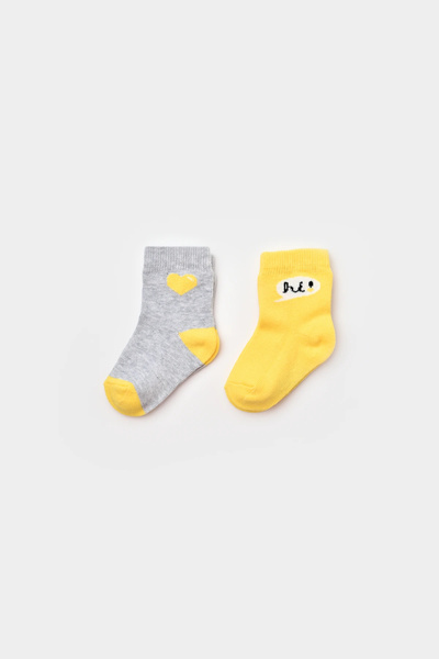 Biorganic Hi Kız 2'Li Socks Gray-Yellow