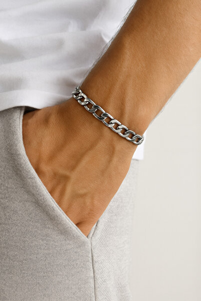 Tajemny سوار فولاذي فضي اللون للجنسين - تصميم أنيق