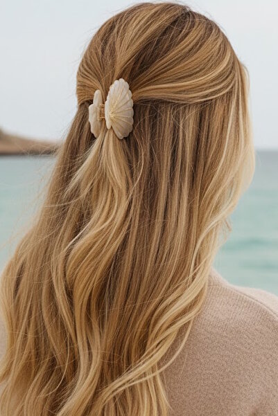 CAŞ DEKORASYON مشبك مزلاج صدف أبيض اللون (6 سم)