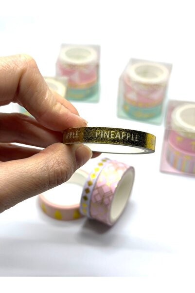 Genel Markalar 4’lü Lux Washi Tape/altın Yaldızlı Desenli Bant/7.5mm Ve 15mm ...