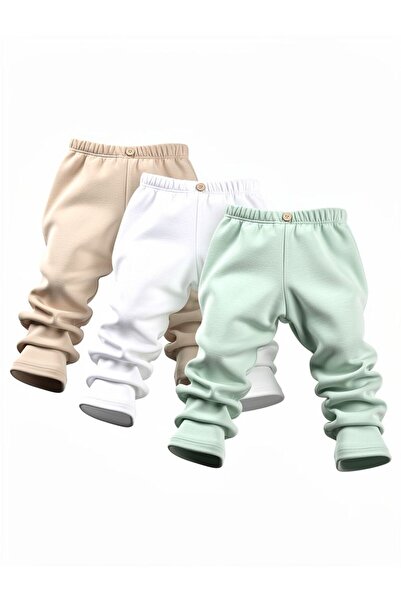 elibaby 3'lü Pamuklu Yumuşak Dokulu Bebek Tayt