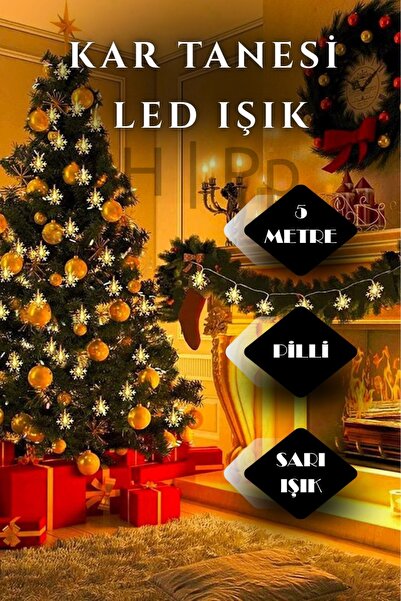 SARFEX STORE Kar Tanesi Desenli Kristal Led Dekoratif Led 5 Metre Günışığı Pi...