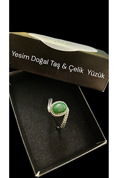 arzela خاتم من الفولاذ مع حجر طبيعي، حجم قابل للتعديل