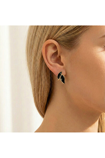 Candy Nuveria’nın Yaprağı - Mineli Altın Kaplama Yaprak Küpe