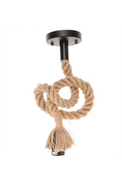 Generic Rustic rope chandelier, modern decorative lighting for bedrooms and hallways with an energy-saving LED bulb, soft yellow light.