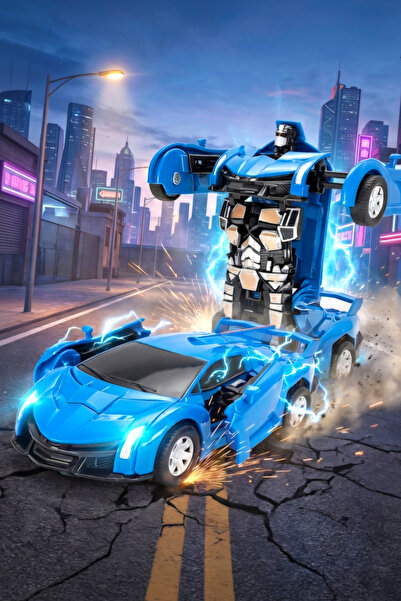 Fidan oyuncak Transformers Robot Çek Bırak Kendiliğinden Robota Dönüşen Lambo...