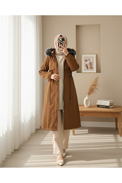 Modamorfo Παλτό Bondit Lace Up Tunnel με κουκούλα - μαύρισμα