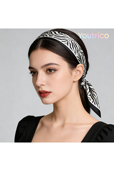 Youtrico وشاح منقوش، مزدوج الجوانب، حرير صناعي، طباعة حمار وحشي، متناسق بشكل ...