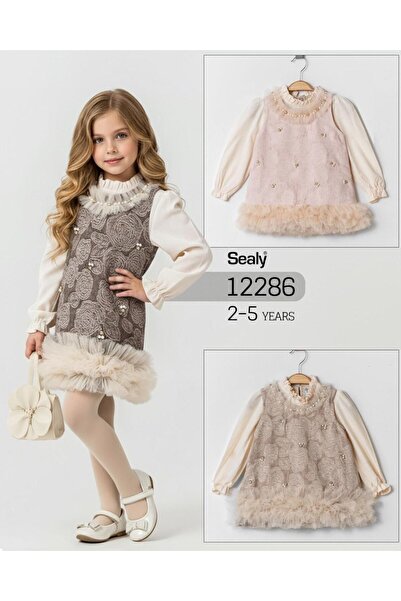 diğer 111 Kız Çocuk Abiye Elbise 2–5 Yaş – Jakarlı Tüllü – İnci Detaylı – Öze...