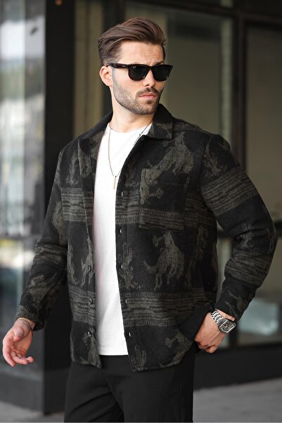 Madmext Ανδρικό πουκάμισο ξυλοκόπος με μοτίβο χακί 6727