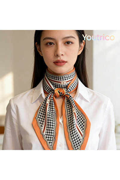 Youtrico وشاح طويل قطري 147 سم، وشاح للرقبة، حصان برتقالي، إكسسوار وشاح عصري،...