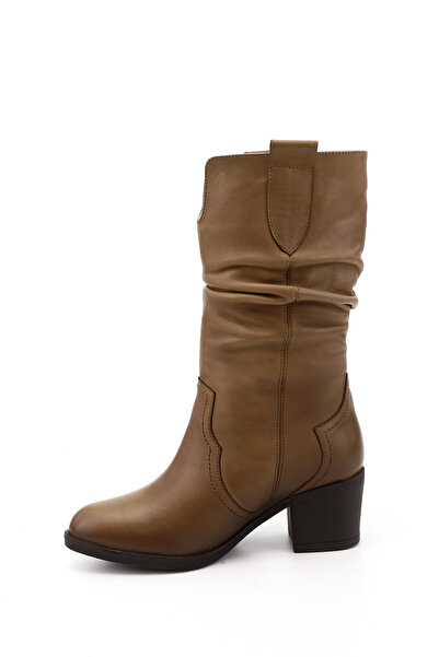 GÖNDERİ(R) Dámské/dívčí norkové starožitné měchové boty na silném podpatku z pravé kůže