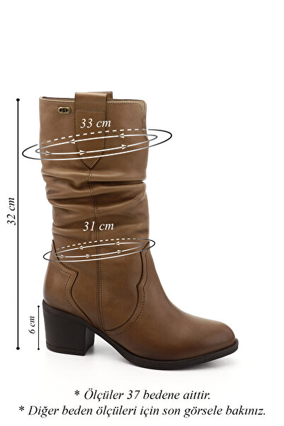 GÖNDERİ(R) Dámské/dívčí norkové starožitné měchové boty na silném podpatku z pravé kůže