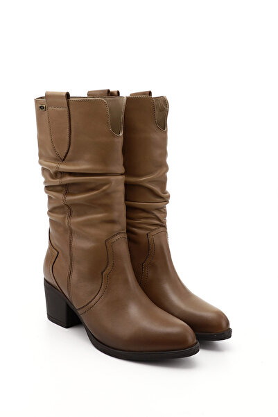 GÖNDERİ(R) Dámské/dívčí norkové starožitné měchové boty na silném podpatku z pravé kůže