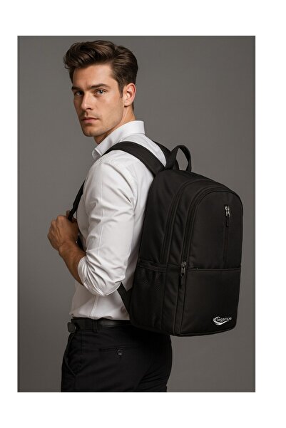 Elegance Geantă de școală unisex cu volum mare, cu mai multe compartimente, impermeabilă, liceu, gimnaziu, școală primară, NEGRU