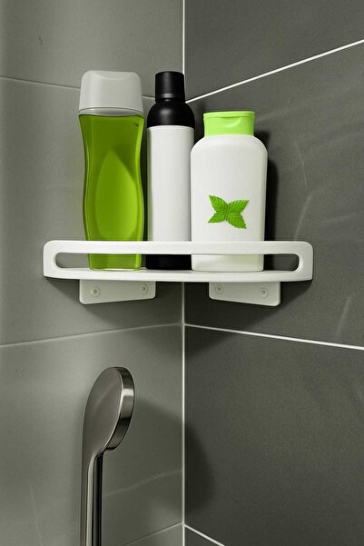 ESC STEEL ÜÇGEN BANYO RAFI DUVAR TİPİ BEYAZ ( 4 ADET VİDA DÜBEL DAHİL ) PASLA...