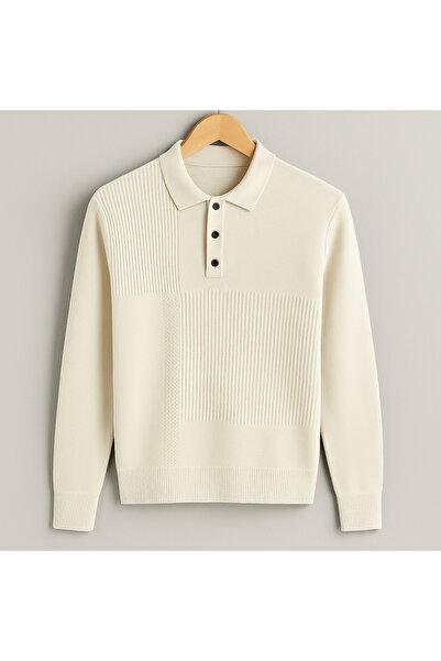 RAPAPA Ανδρικό πλεκτό πουλόβερ με λαιμόκοψη πόλο με 2 κουμπιά 1293 k